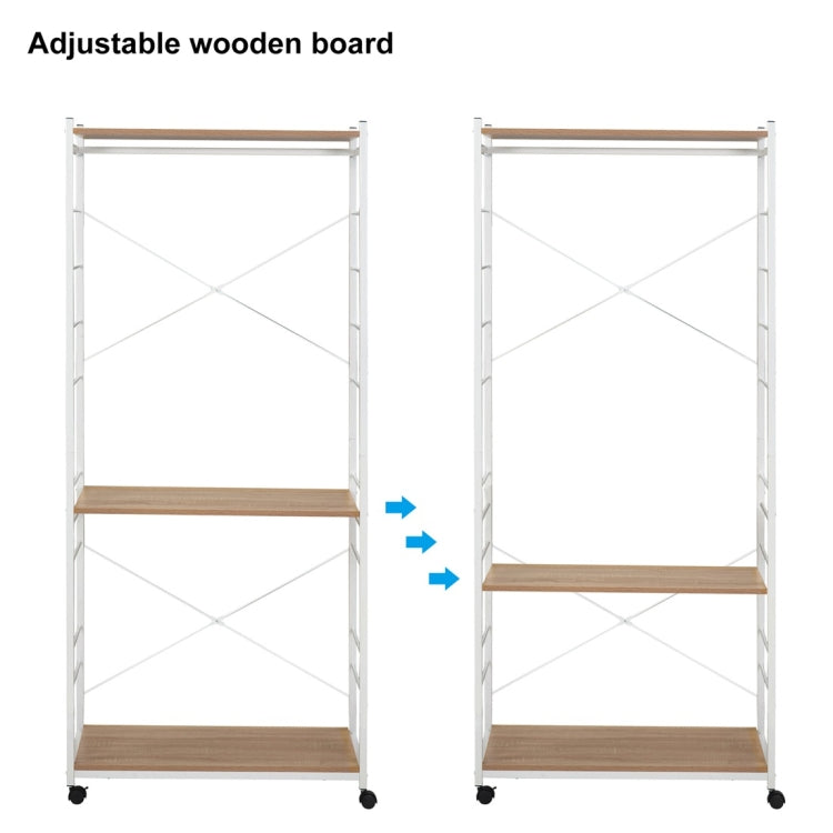 [UK Warehouse] Multi-purpose Coat Rank Stand with Adjustable Shoe Storage Shelves Ladder Shelf with Metal Frame for Bedroom/Office/Entryway(White)