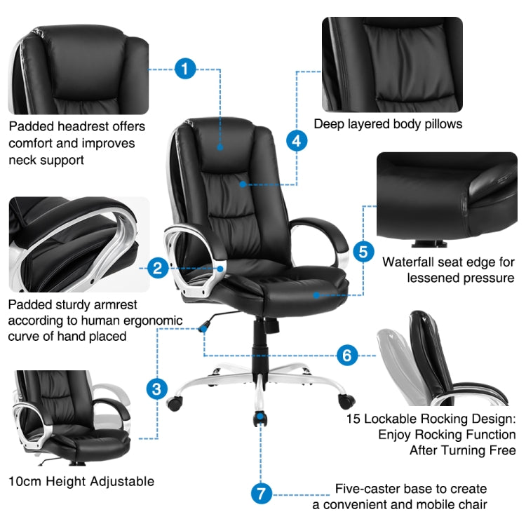[UK Warehouse] Executive Office Chair Large Computer Home Leather Swivel Adjustable High Back