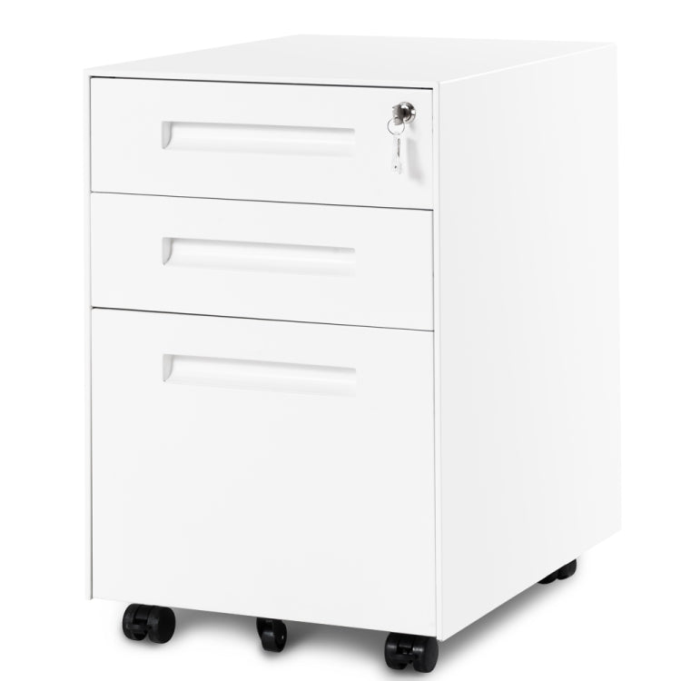 [UK Warehouse] Mobile Multifunctional File Organizing Drawer Cabinet with Lock (White)
