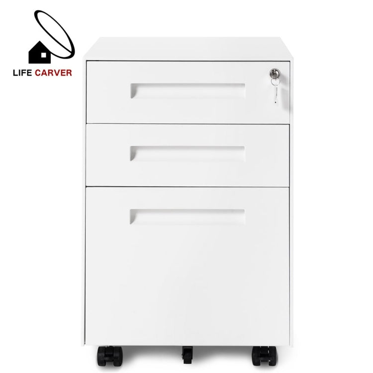 [UK Warehouse] Mobile Multifunctional File Organizing Drawer Cabinet with Lock (White)