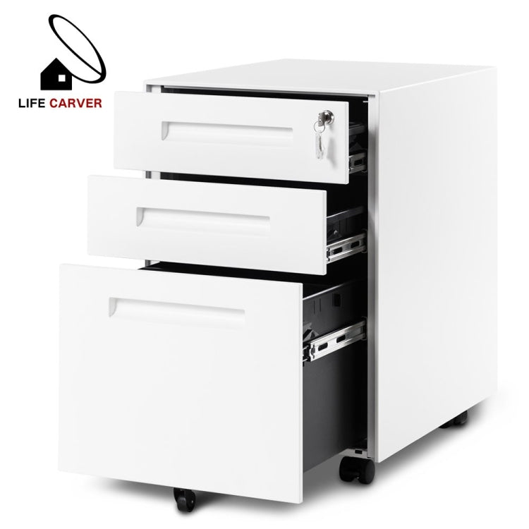 [UK Warehouse] Mobile Multifunctional File Organizing Drawer Cabinet with Lock (White)