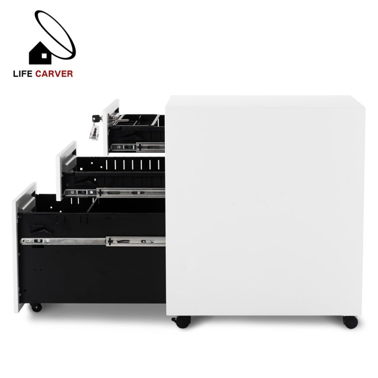 [UK Warehouse] Mobile Multifunctional File Organizing Drawer Cabinet with Lock (White)