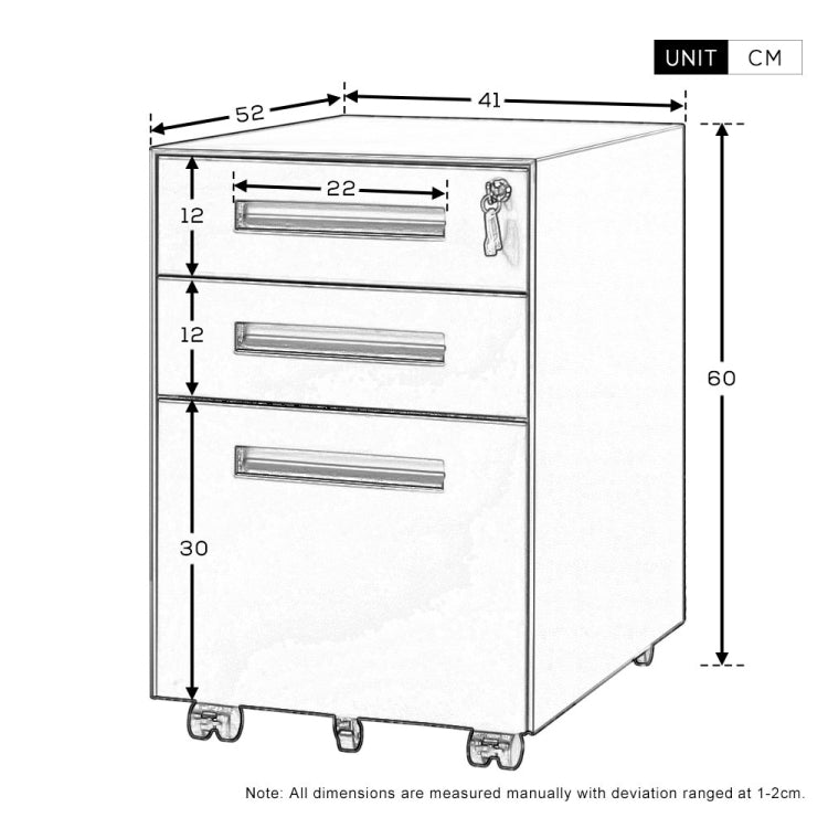 [UK Warehouse] Mobile Multifunctional File Organizing Drawer Cabinet with Lock (White)