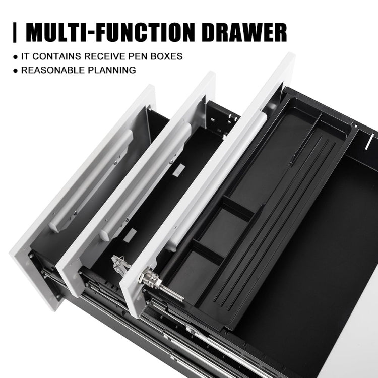 [UK Warehouse] Mobile Multifunctional File Organizing Drawer Cabinet with Lock (White)