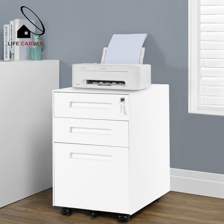 [UK Warehouse] Mobile Multifunctional File Organizing Drawer Cabinet with Lock (White)