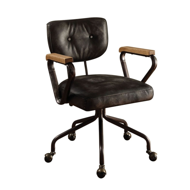 [US Warehouse] Vintage Black Top Textured Leather Office Gaming Chairs, Size: 24x25x32 inch