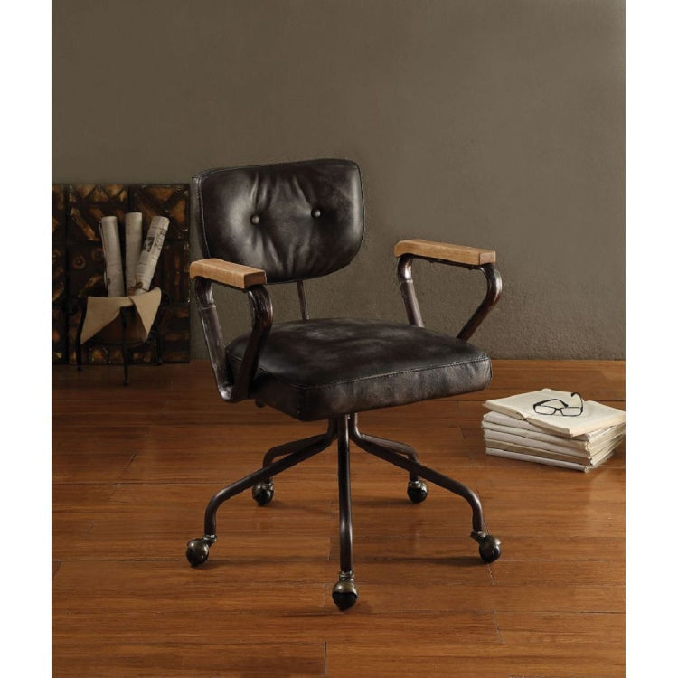 [US Warehouse] Vintage Black Top Textured Leather Office Gaming Chairs, Size: 24x25x32 inch