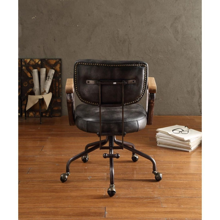 [US Warehouse] Vintage Black Top Textured Leather Office Gaming Chairs, Size: 24x25x32 inch