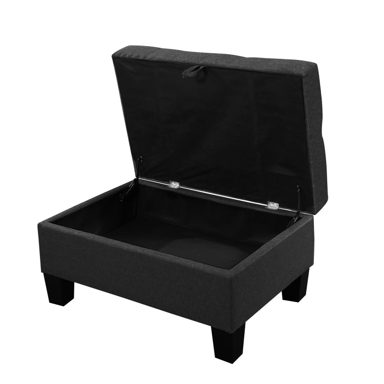 [US Warehouse] Living Room L-shaped Fabric Upholstered Sofa Three-seat Sofa Multifunctional Sofa Bed with Right Recliner & Storage Ottoman & Cushion & Pillow