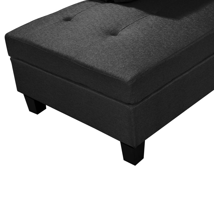 [US Warehouse] Living Room L-shaped Fabric Upholstered Sofa Three-seat Sofa Multifunctional Sofa Bed with Right Recliner & Storage Ottoman & Cushion & Pillow