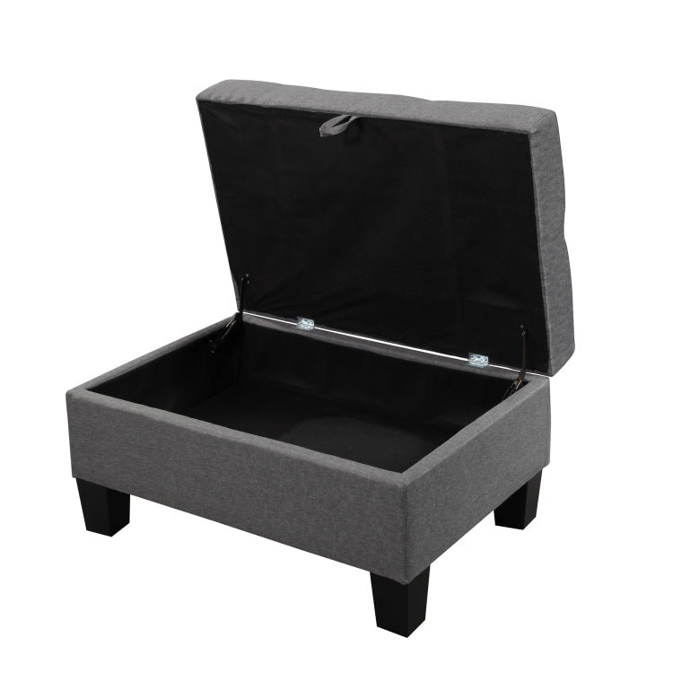 [US Warehouse] Living Room L-shaped Fabric Upholstered Sofa Three-seat Sofa Multifunctional Sofa Bed with Right Recliner & Storage Ottoman & Cushion & Pillow