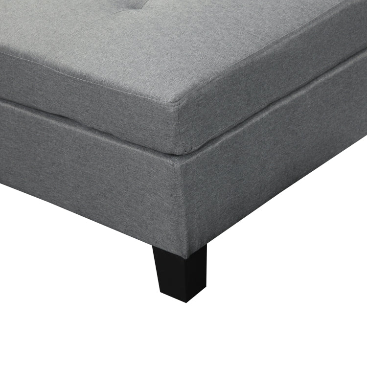 [US Warehouse] Living Room L-shaped Fabric Upholstered Sofa Three-seat Sofa Multifunctional Sofa Bed with Right Recliner & Storage Ottoman & Cushion & Pillow