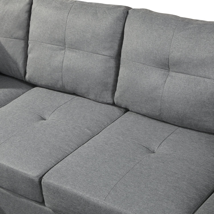 [US Warehouse] Living Room L-shaped Fabric Upholstered Sofa Three-seat Sofa Multifunctional Sofa Bed with Right Recliner & Storage Ottoman & Cushion & Pillow