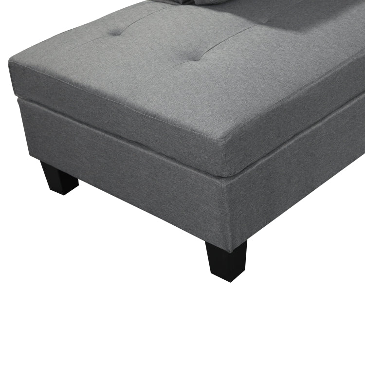 [US Warehouse] Living Room L-shaped Fabric Upholstered Sofa Three-seat Sofa Multifunctional Sofa Bed with Right Recliner & Storage Ottoman & Cushion & Pillow