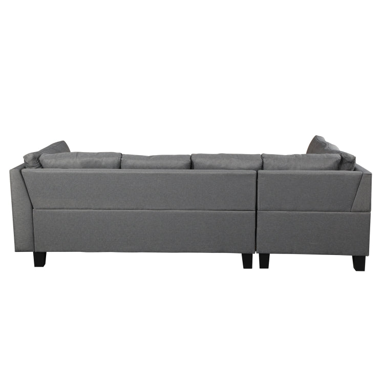 [US Warehouse] Living Room L-shaped Fabric Upholstered Sofa Three-seat Sofa Multifunctional Sofa Bed with Right Recliner & Storage Ottoman & Cushion & Pillow