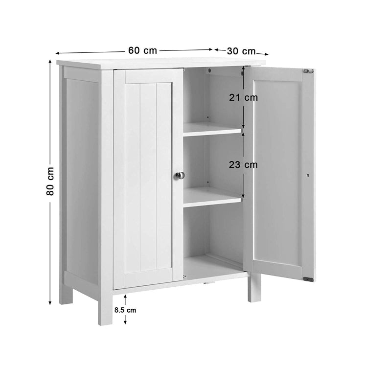 [US Warehouse] Bathroom Floor Storage Cabinet with Double Door Adjustable Shelf, Size: 60x30x80cm