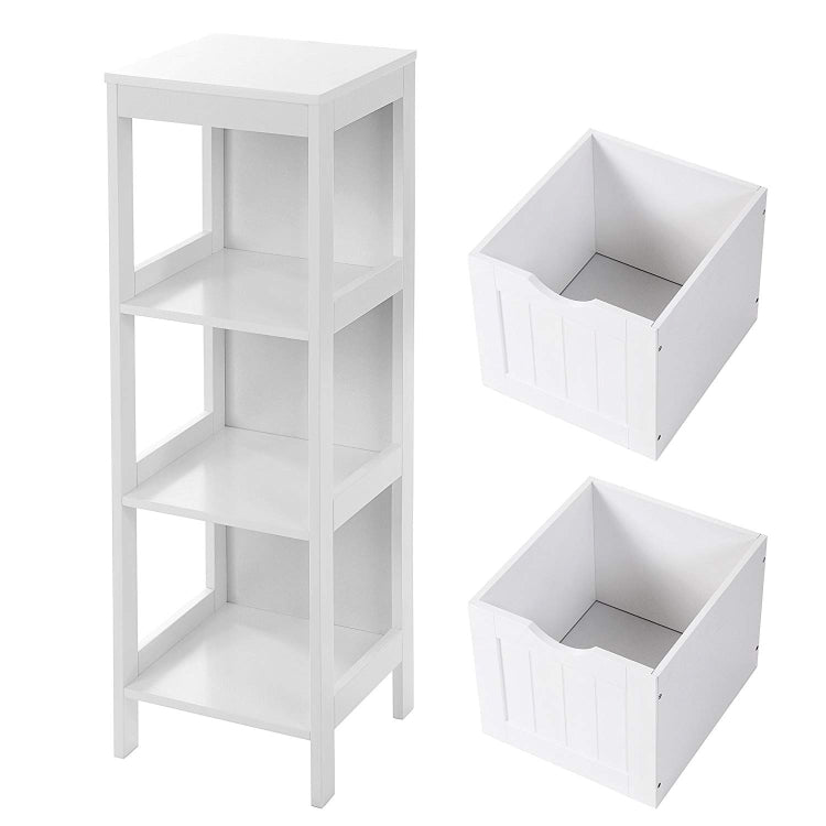 [US Warehouse] 2 Drawers Floor Cabinet Multifunctional Bathroom Storage Organizer Rack Stand, Size: 30x30x89cm