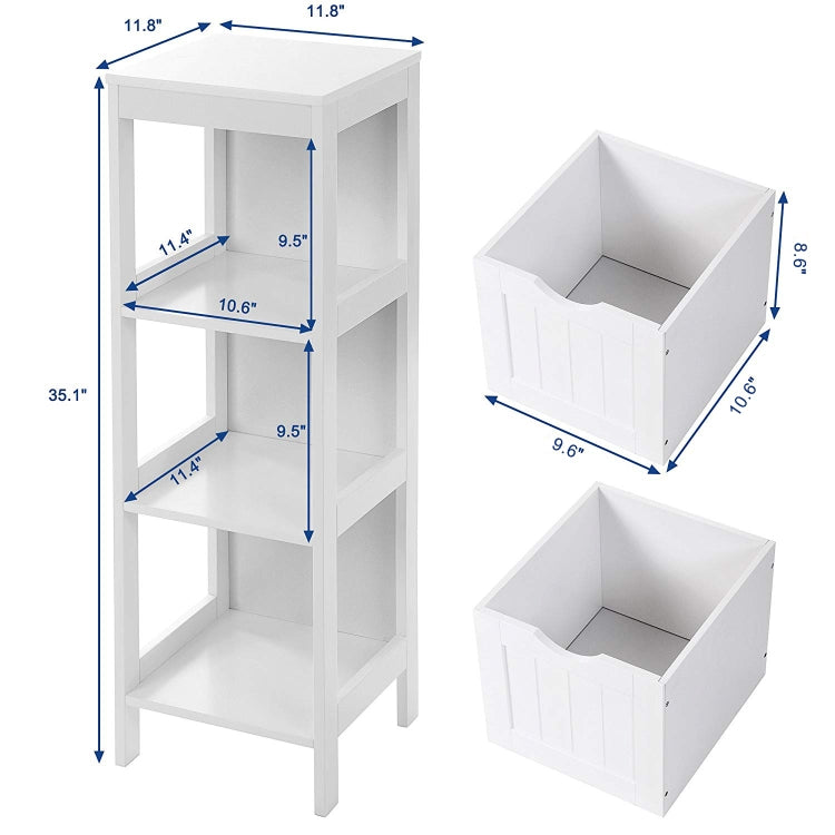 [US Warehouse] 2 Drawers Floor Cabinet Multifunctional Bathroom Storage Organizer Rack Stand, Size: 30x30x89cm