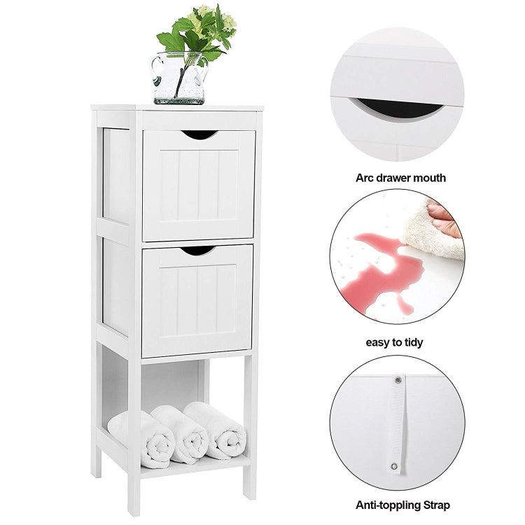 [US Warehouse] 2 Drawers Floor Cabinet Multifunctional Bathroom Storage Organizer Rack Stand, Size: 30x30x89cm
