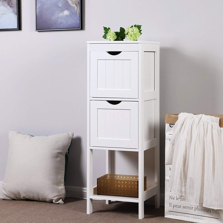 [US Warehouse] 2 Drawers Floor Cabinet Multifunctional Bathroom Storage Organizer Rack Stand, Size: 30x30x89cm