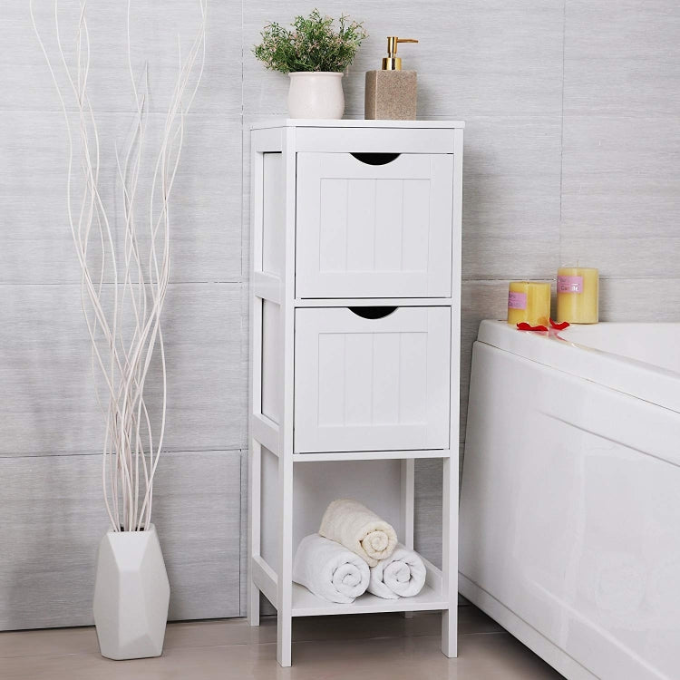 [US Warehouse] 2 Drawers Floor Cabinet Multifunctional Bathroom Storage Organizer Rack Stand, Size: 30x30x89cm