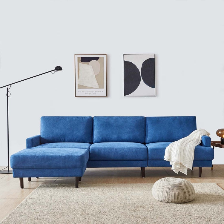 [US Warehouse] L shape 3 seater Modern Fabric Sofa with Ottoman