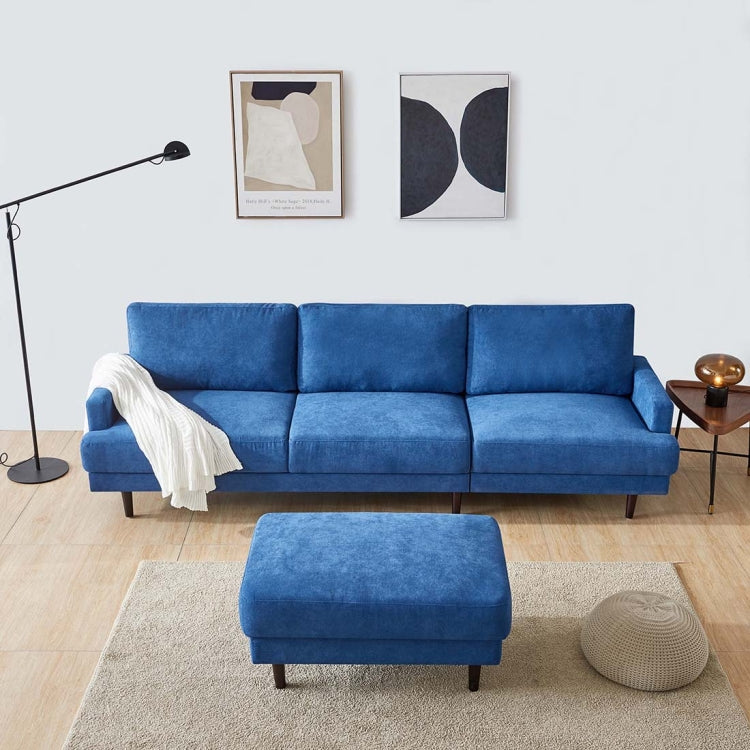 [US Warehouse] L shape 3 seater Modern Fabric Sofa with Ottoman