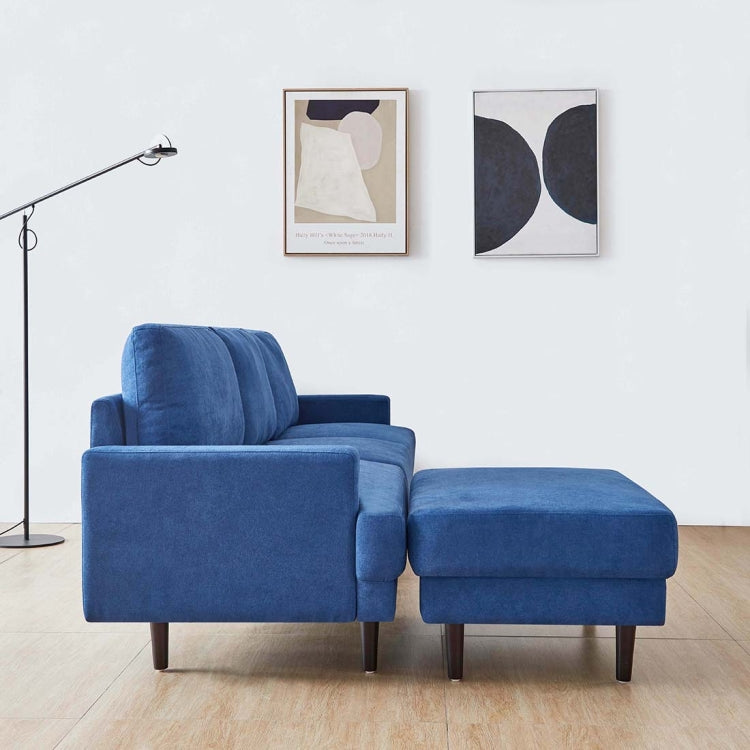 [US Warehouse] L shape 3 seater Modern Fabric Sofa with Ottoman