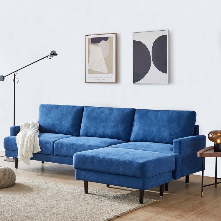 [US Warehouse] L shape 3 seater Modern Fabric Sofa with Ottoman