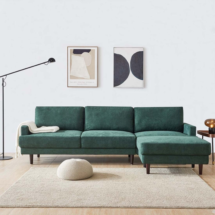 [US Warehouse] L shape 3 seater Modern Fabric Sofa with Ottoman