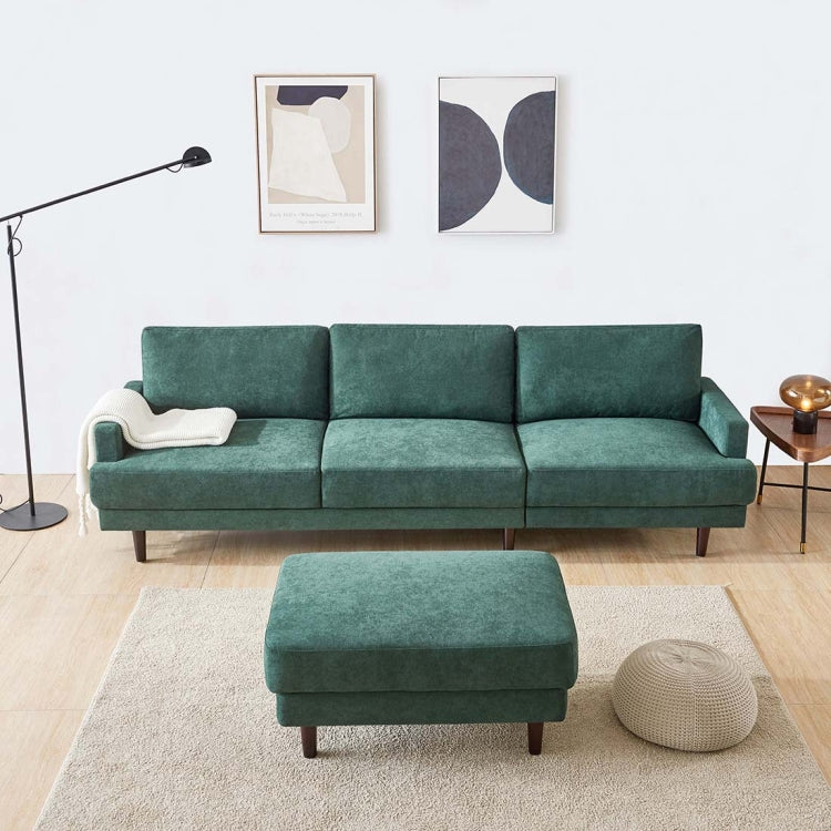 [US Warehouse] L shape 3 seater Modern Fabric Sofa with Ottoman