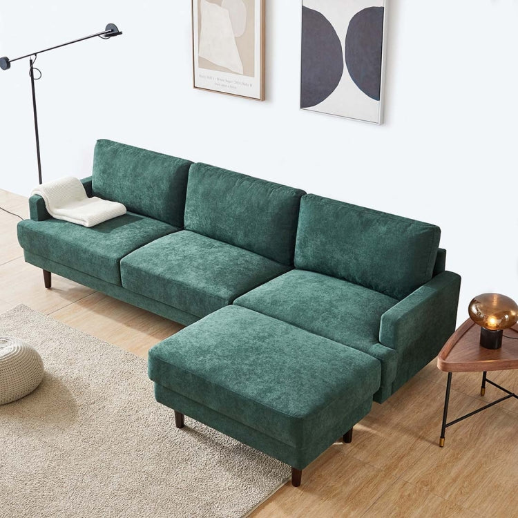 [US Warehouse] L shape 3 seater Modern Fabric Sofa with Ottoman