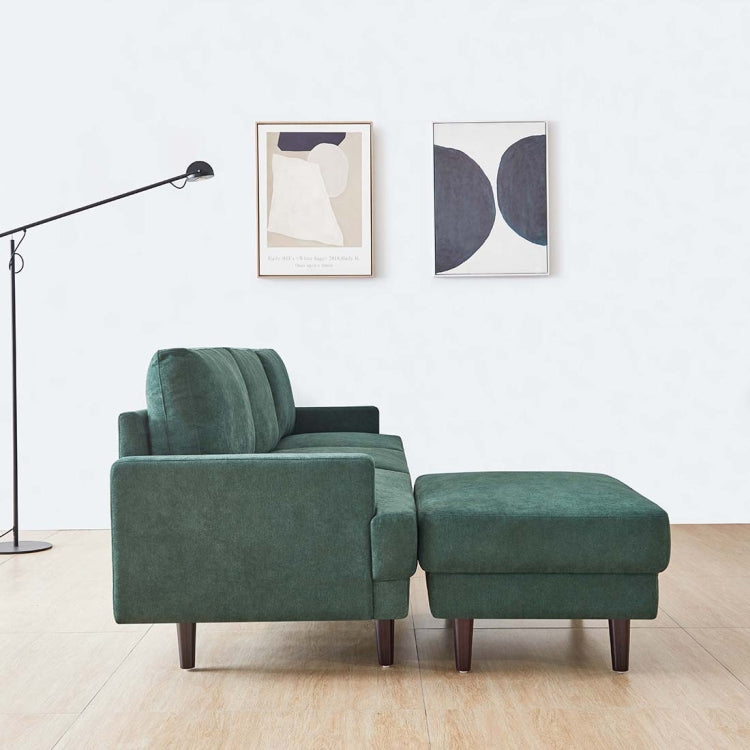 [US Warehouse] L shape 3 seater Modern Fabric Sofa with Ottoman