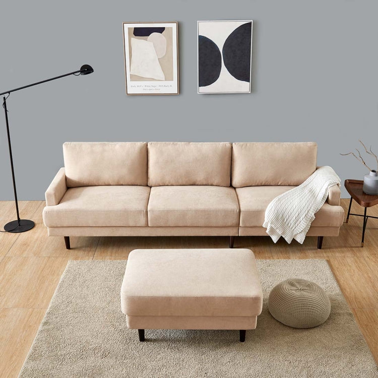 [US Warehouse] L shape 3 seater Modern Fabric Sofa with Ottoman