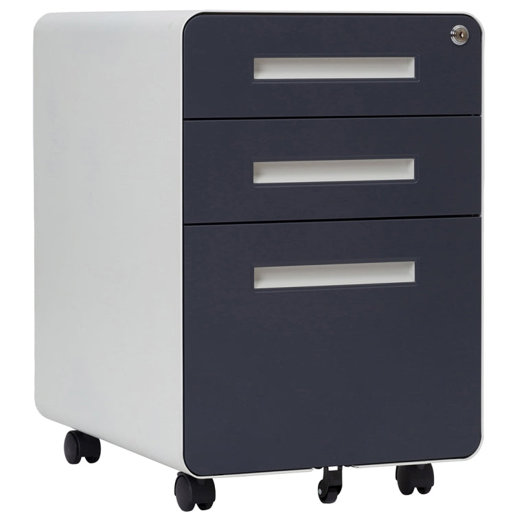 [US Warehouse] 3-Drawer Mobile File Cabinet Wheel Anti-tilt Mechanism Casters Lockable Storage Cabinet