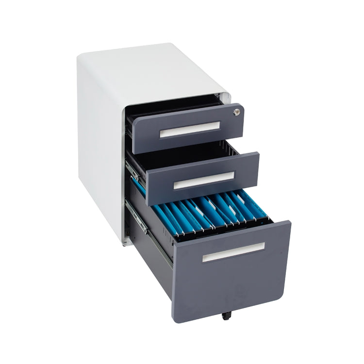 [US Warehouse] 3-Drawer Mobile File Cabinet Wheel Anti-tilt Mechanism Casters Lockable Storage Cabinet