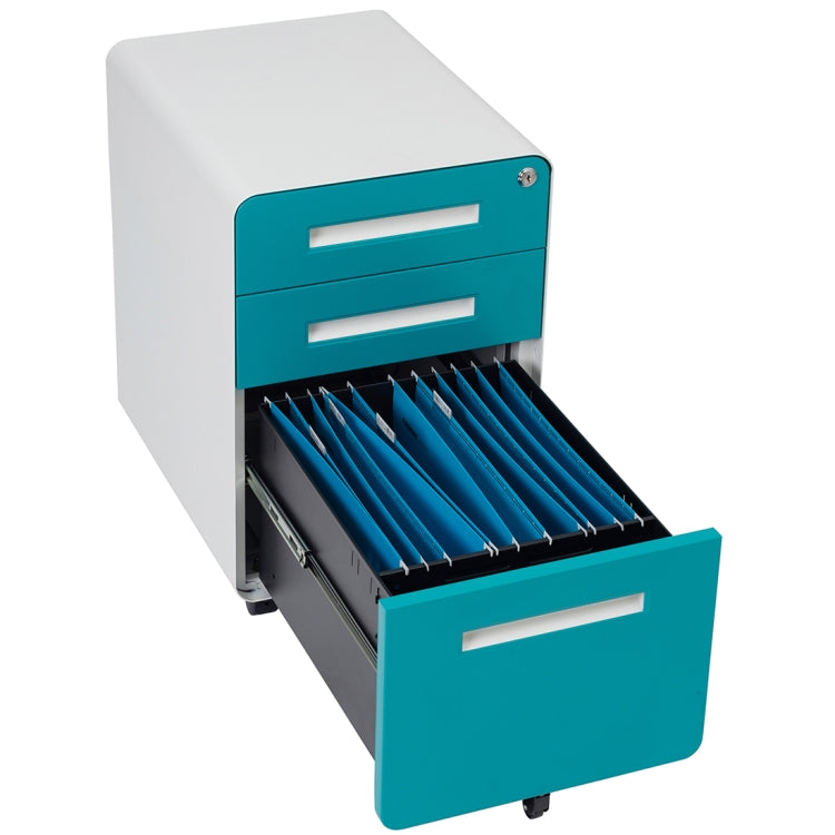 [US Warehouse] 3-Drawer Mobile File Cabinet Wheel Anti-tilt Mechanism Casters Lockable Storage Cabinet