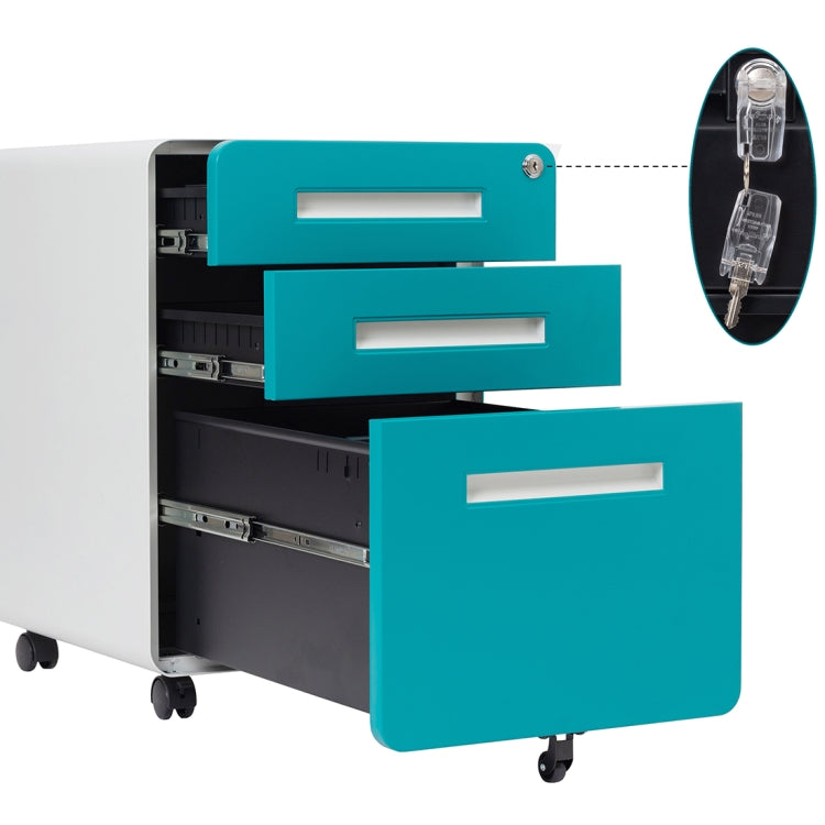 [US Warehouse] 3-Drawer Mobile File Cabinet Wheel Anti-tilt Mechanism Casters Lockable Storage Cabinet
