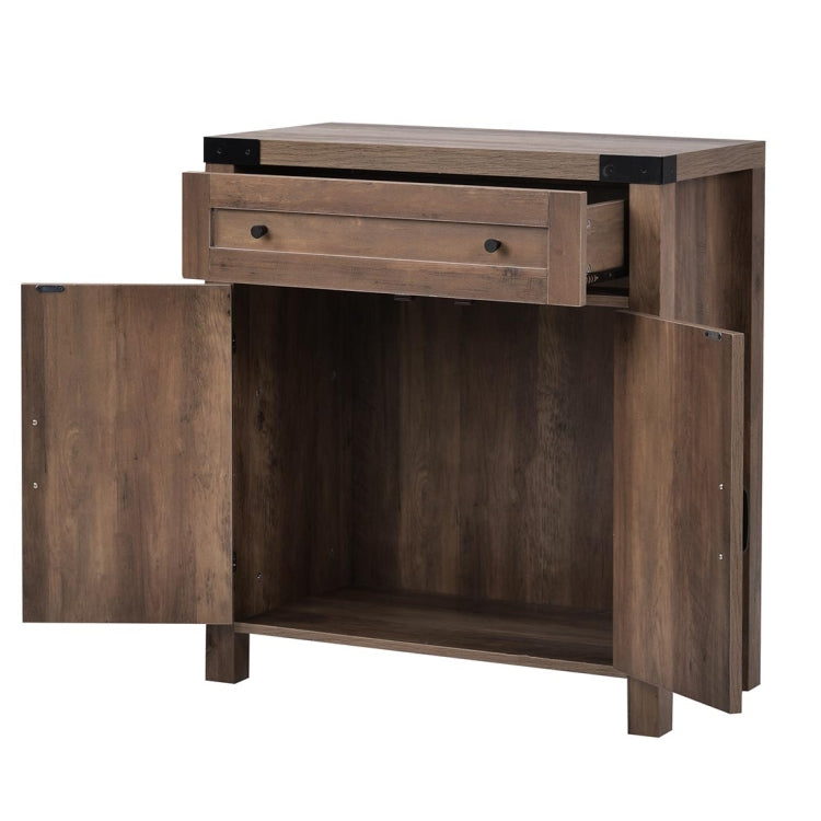 [US Warehouse] Entryway Hallway Living Room Rustic Console Table with Drawer and Storage, Size: 76 x 40 x 84cm(Dark Wood)