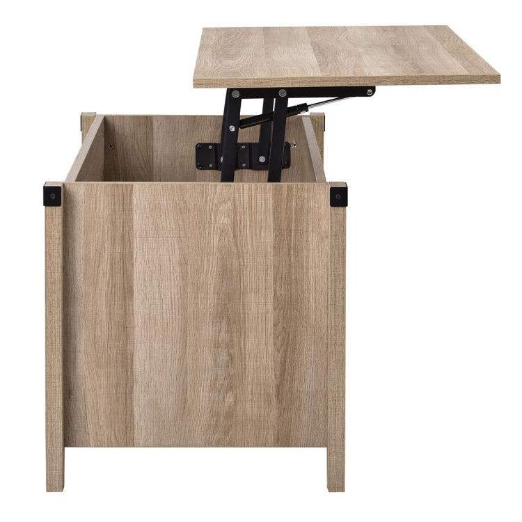 [US Warehouse] Multipurpose Coffee Table Open Shelf Storage Lifting Table with Drawers, Size: 110x46x47cm(Oak)