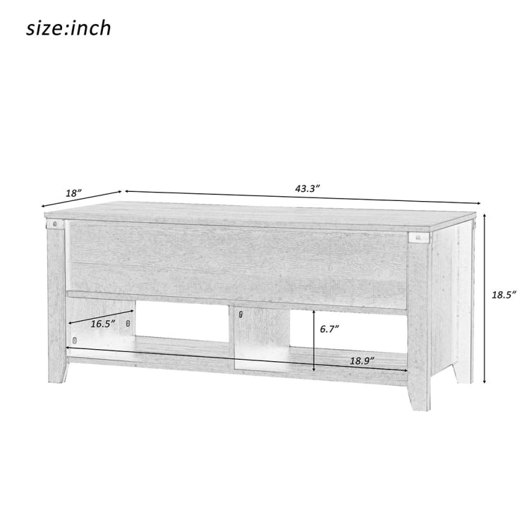 [US Warehouse] Multipurpose Coffee Table Open Shelf Storage Lifting Table with Drawers, Size: 110x46x47cm(Oak)