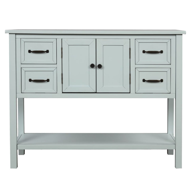[US Warehouse] Living Room Modern Console Table Sofa Table with 4 Drawers & 1 Cabinet & 1 Shelf