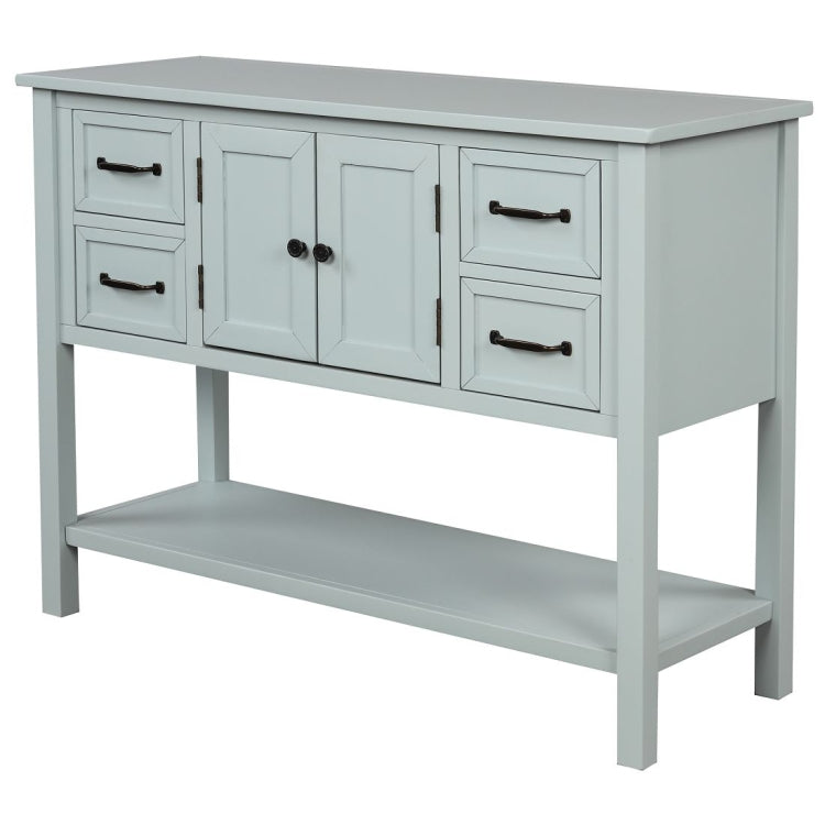 [US Warehouse] Living Room Modern Console Table Sofa Table with 4 Drawers & 1 Cabinet & 1 Shelf