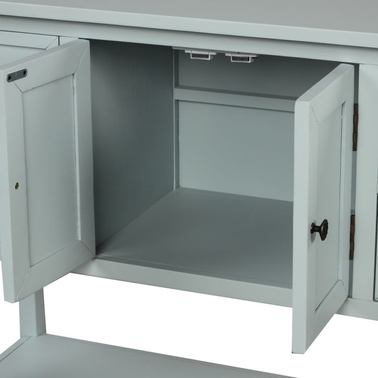 [US Warehouse] Living Room Modern Console Table Sofa Table with 4 Drawers & 1 Cabinet & 1 Shelf