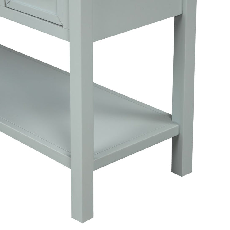 [US Warehouse] Living Room Modern Console Table Sofa Table with 4 Drawers & 1 Cabinet & 1 Shelf
