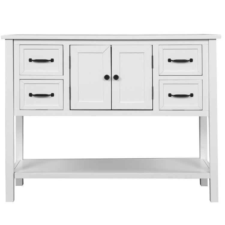 [US Warehouse] Living Room Modern Console Table Sofa Table with 4 Drawers & 1 Cabinet & 1 Shelf
