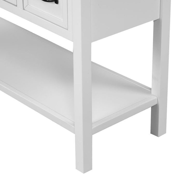 [US Warehouse] Living Room Modern Console Table Sofa Table with 4 Drawers & 1 Cabinet & 1 Shelf