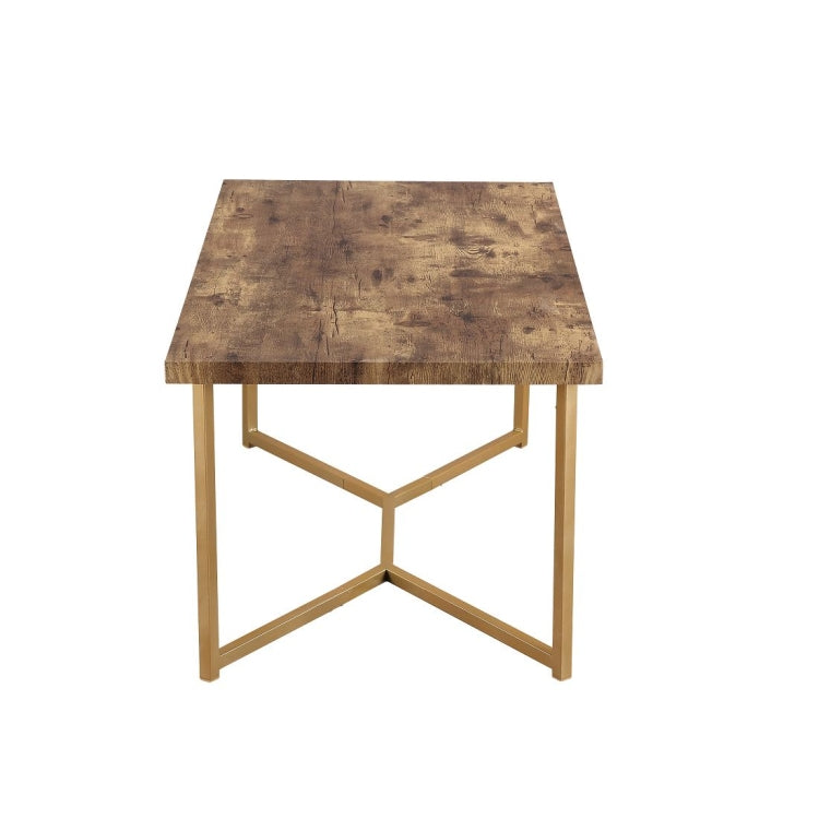 [US Warehouse] Mid Century Modern Stylish Y-leg base Rectangle Coffee Table, Size: 107 x 56 x 46cm(Distressed Wood Golden)