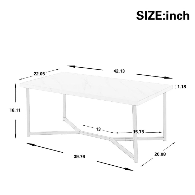 [US Warehouse] Mid Century Modern Stylish Y-leg base Rectangle Coffee Table, Size: 107 x 56 x 46cm(Distressed Wood Golden)