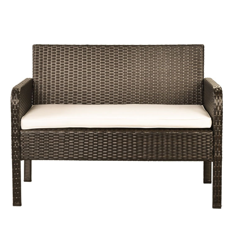 [US Warehouse] 4 in 1 Table x 1 + Sofa x 1 + Chairs x 2 Rattan Sofa Seating Group Outdoor Rattan Sofa with Cushions